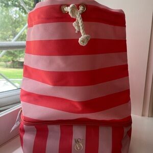 Victoria's Secret Red and Pink Striped Bag